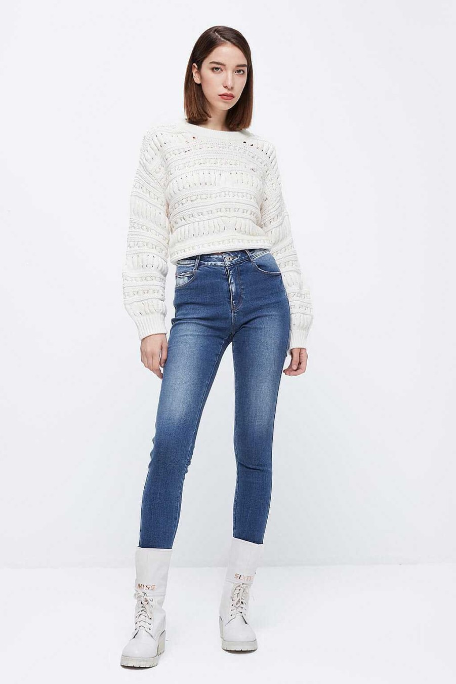 Jeans | Miss Sixty Kurze Jeans Im Vintage-Stil Mittelblau