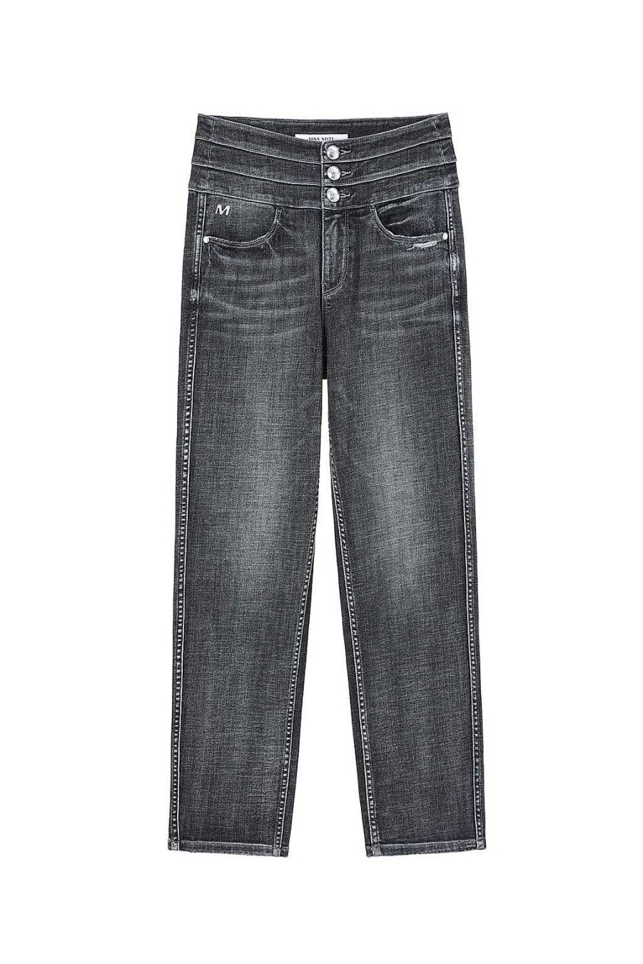 Jeans | Miss Sixty Schwarze Und Graue Straight-Fit-Jeans Schwarzer Nebel