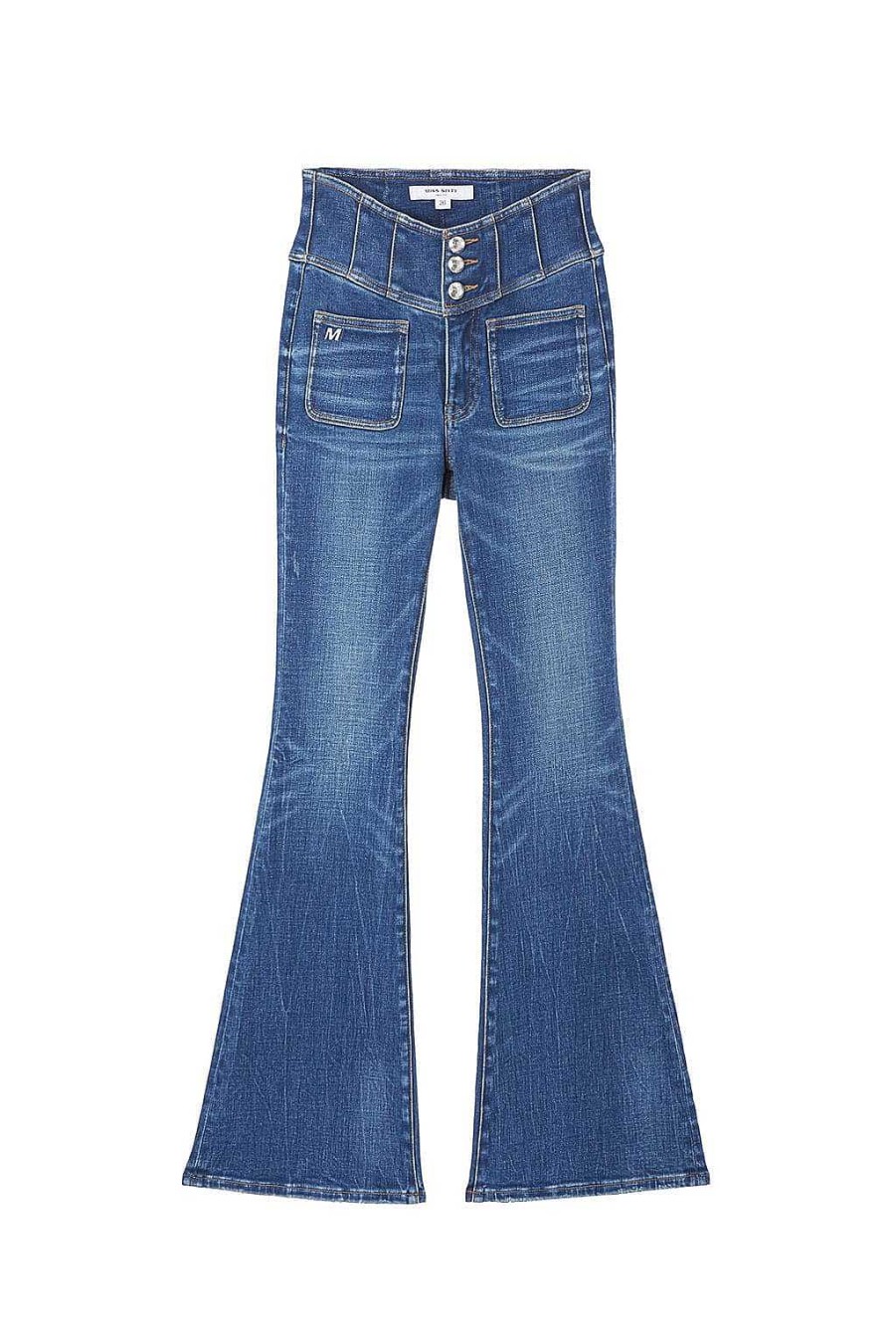 Jeans | Miss Sixty E Vintage-Jeans Mit Hoher Taille Und Schlag Dunkelblau