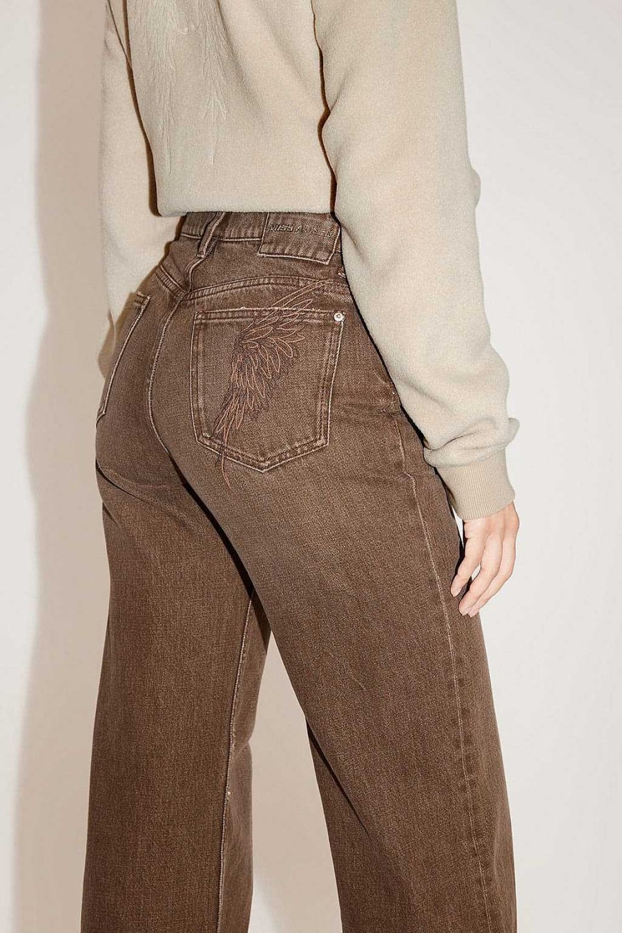 Jeans | Miss Sixty Angel Collection, Bestickte Vintage-Jeans In Mit Gerader Passform Khaki