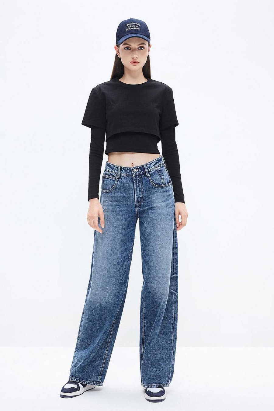 Jeans | Miss Sixty Vintage Loose Fit Jeans Mit Weitem Bein Mittelblau