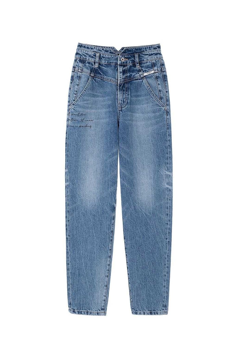 Jeans | Miss Sixty V-Formige Denim-Jeans Mit Hoher Taille Und Aufdruck Hellblau