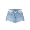 Kurze Hose | Miss Sixty Angel Collection Bestickte, Zerrissene Jeansshorts Mit Niedriger Taille Hellblau