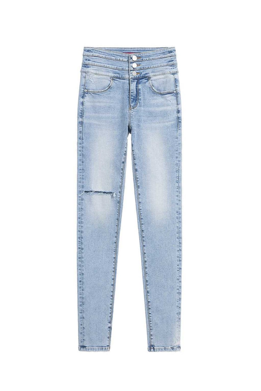 Jeans | Miss Sixty Zerrissene Jeans Mit Drei Ringen Und Hoher Taille Hellblau