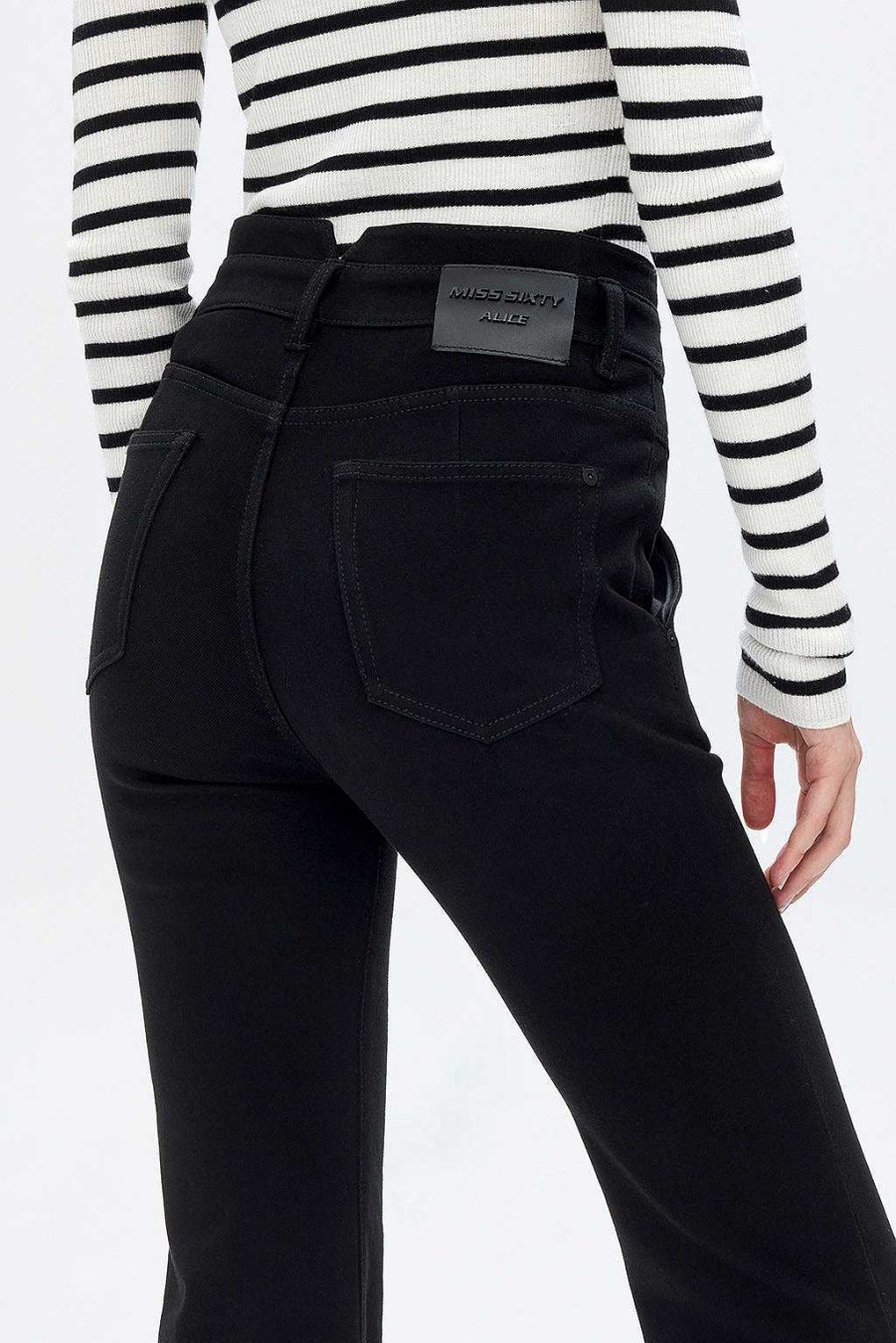 Jeans | Miss Sixty E, Dehnbare, Ausgestellte Slim-Fit-Jeans Schwarz