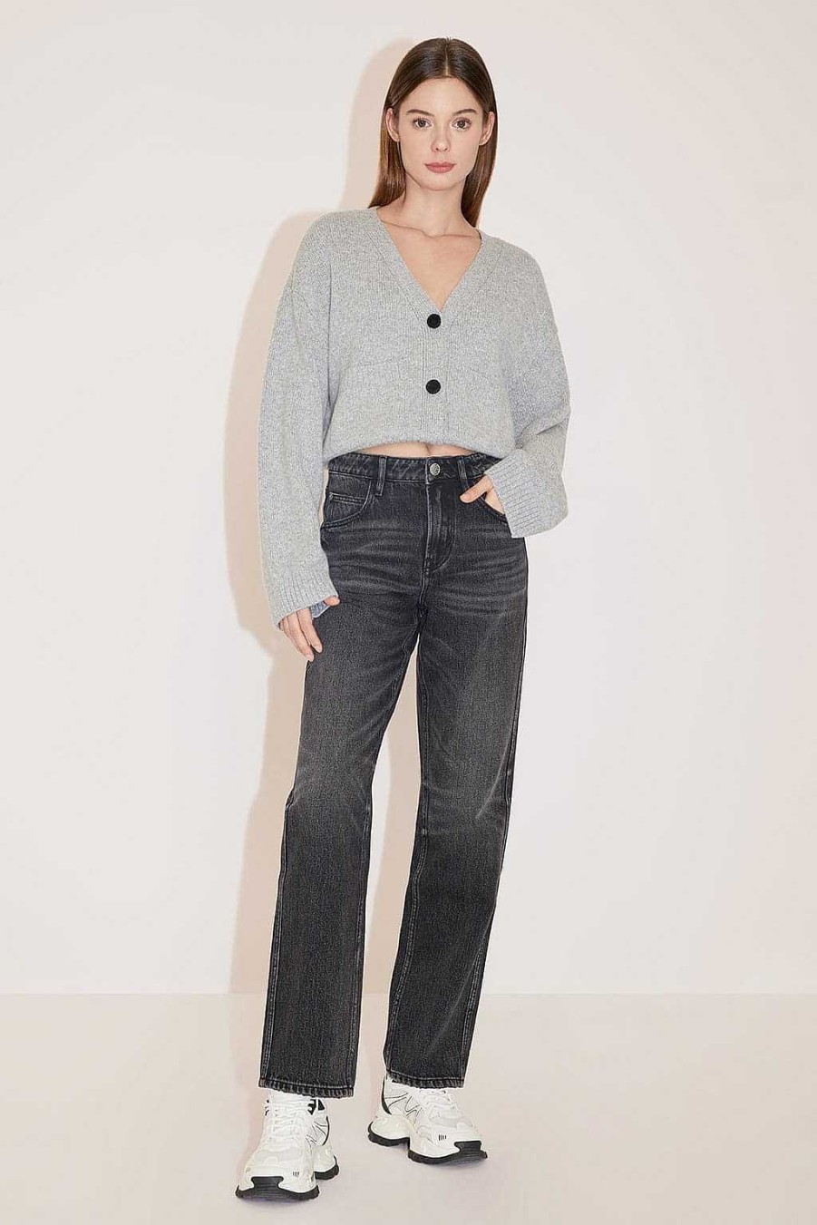 Jeans | Miss Sixty Dunkel Gewaschene Straight-Fit-Jeans Mit Kristallen Schwarzer Nebel