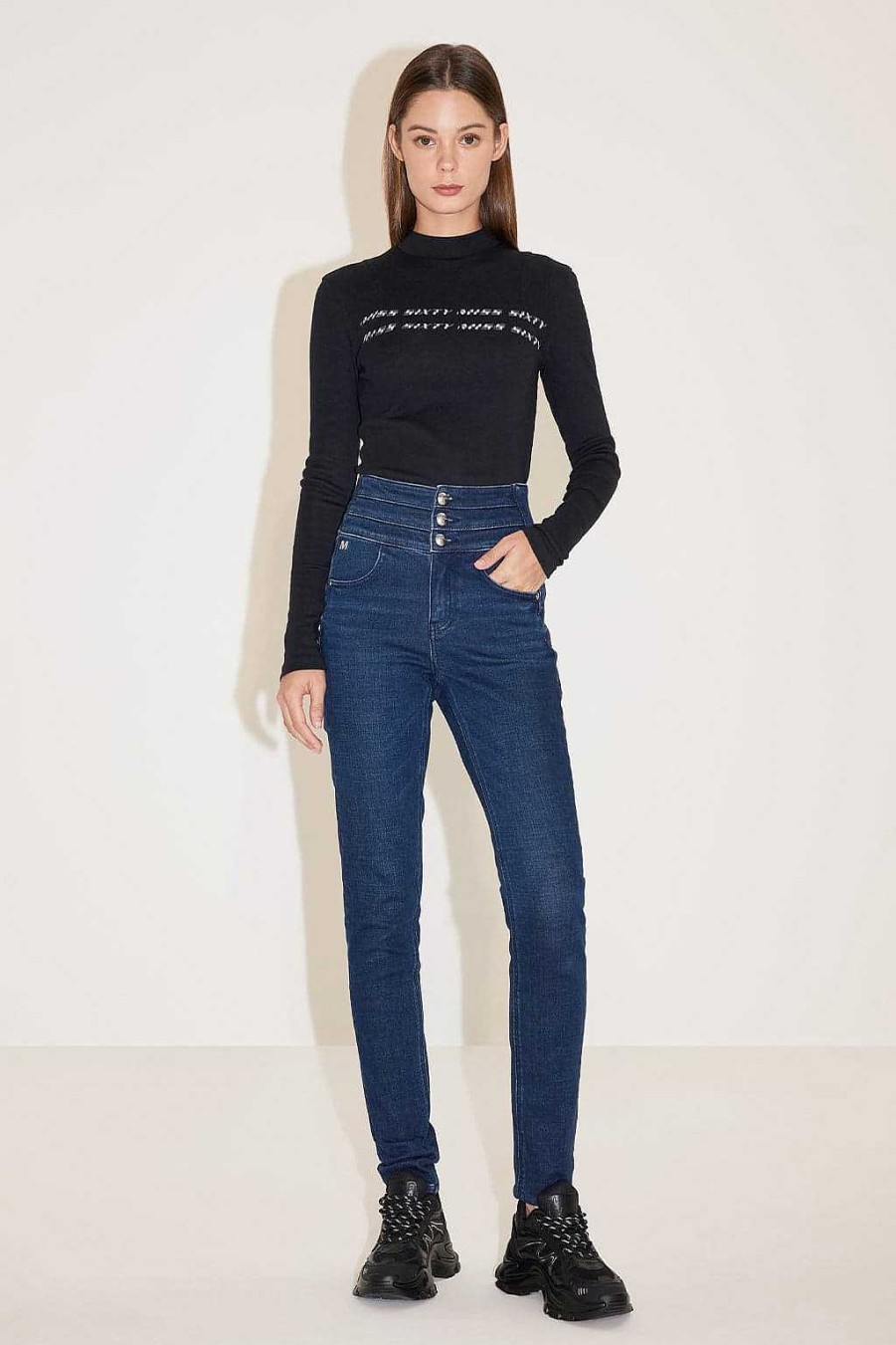 Jeans | Miss Sixty Slim-Fit-Jeans Mit Hoher Taille Dunkelblau