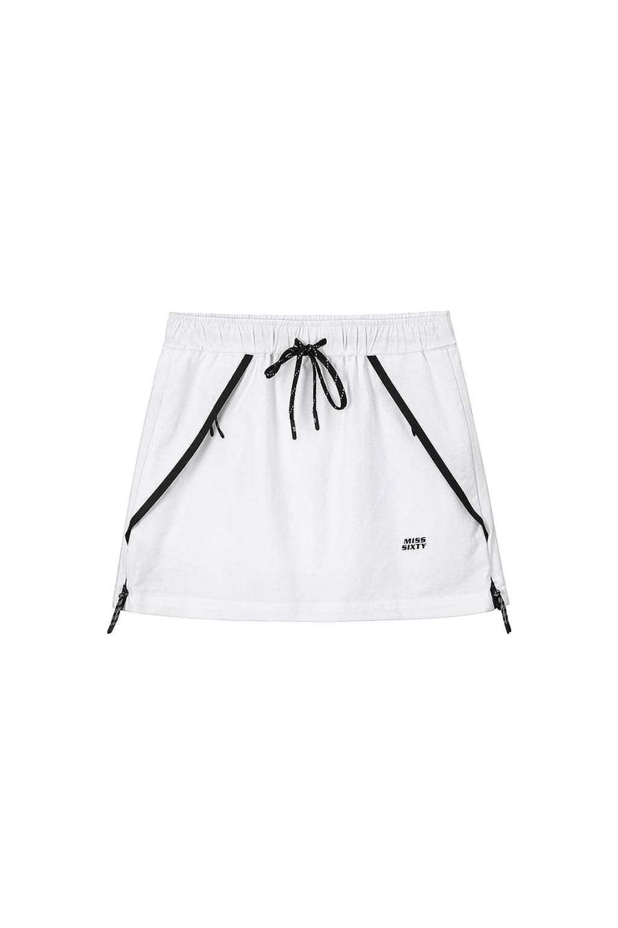 Kurze Hose | Miss Sixty Sportliche Kurze Culotte Mit Farblichen Kontrasten Weiss