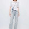 Jeans | Miss Sixty Drapierte Jeans Mit Weitem Bein Und Schlitz Hellblau