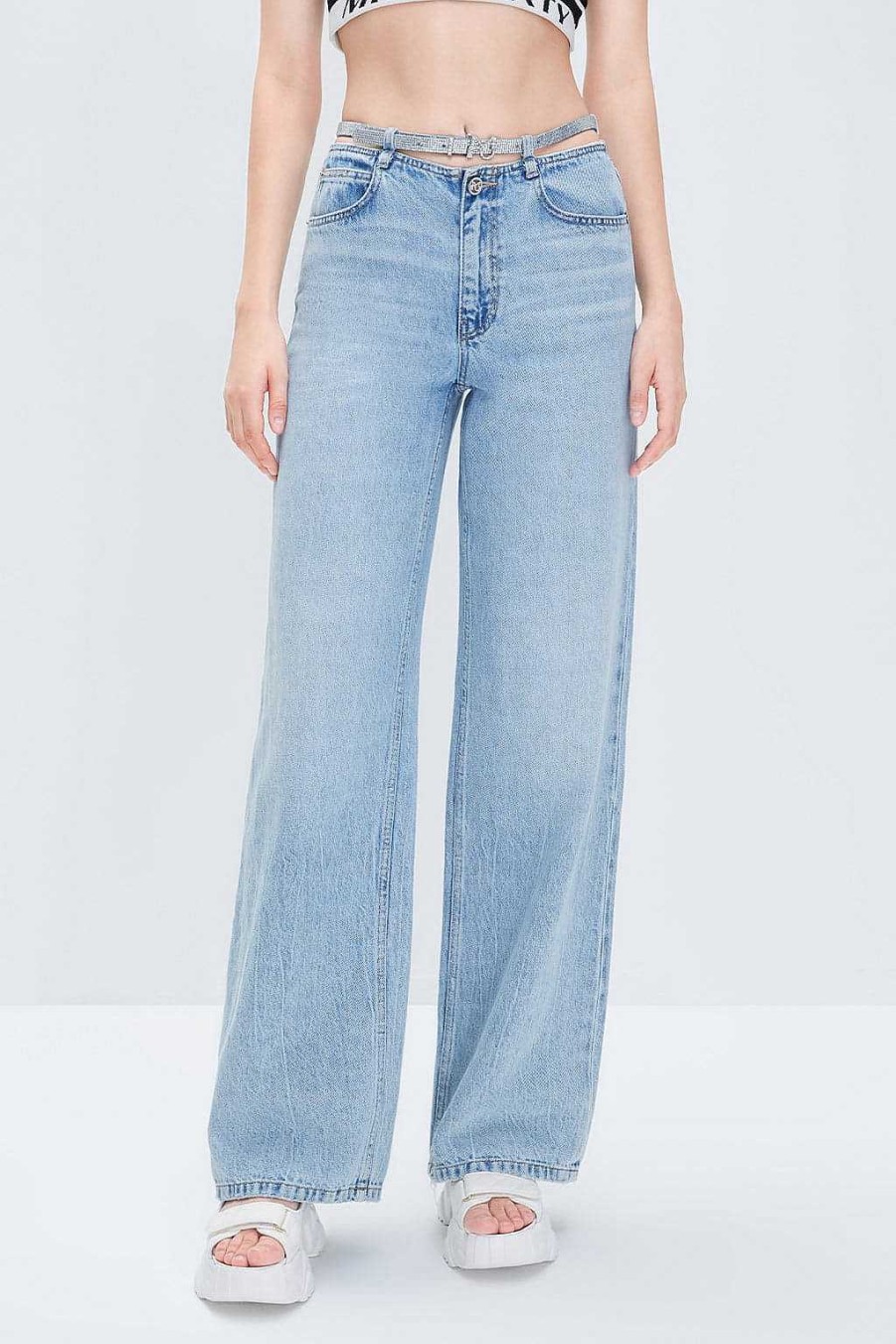 Jeans | Miss Sixty Baggy-Jeans Mit Geradem Schnitt Und Gurtel Hellblau