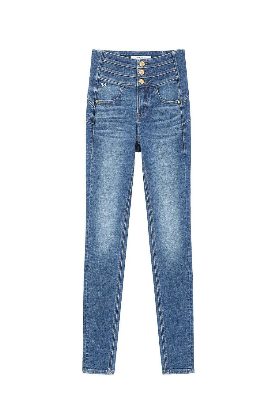 Jeans | Miss Sixty Vintage-Jeans Mit Hoher Taille Und Schmaler Passform Mittelblau