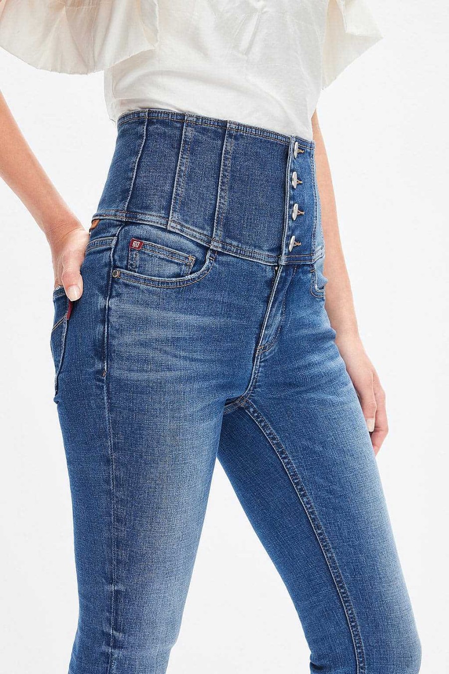 Jeans | Miss Sixty Blaue Jeans Mit Superhoher Taille Und Vier Knopfen Mittelblau