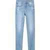 Jeans | Miss Sixty Hoch Sitzende, Zerrissene Skinny-Jeans Mit Hohem Bund Mittelblau