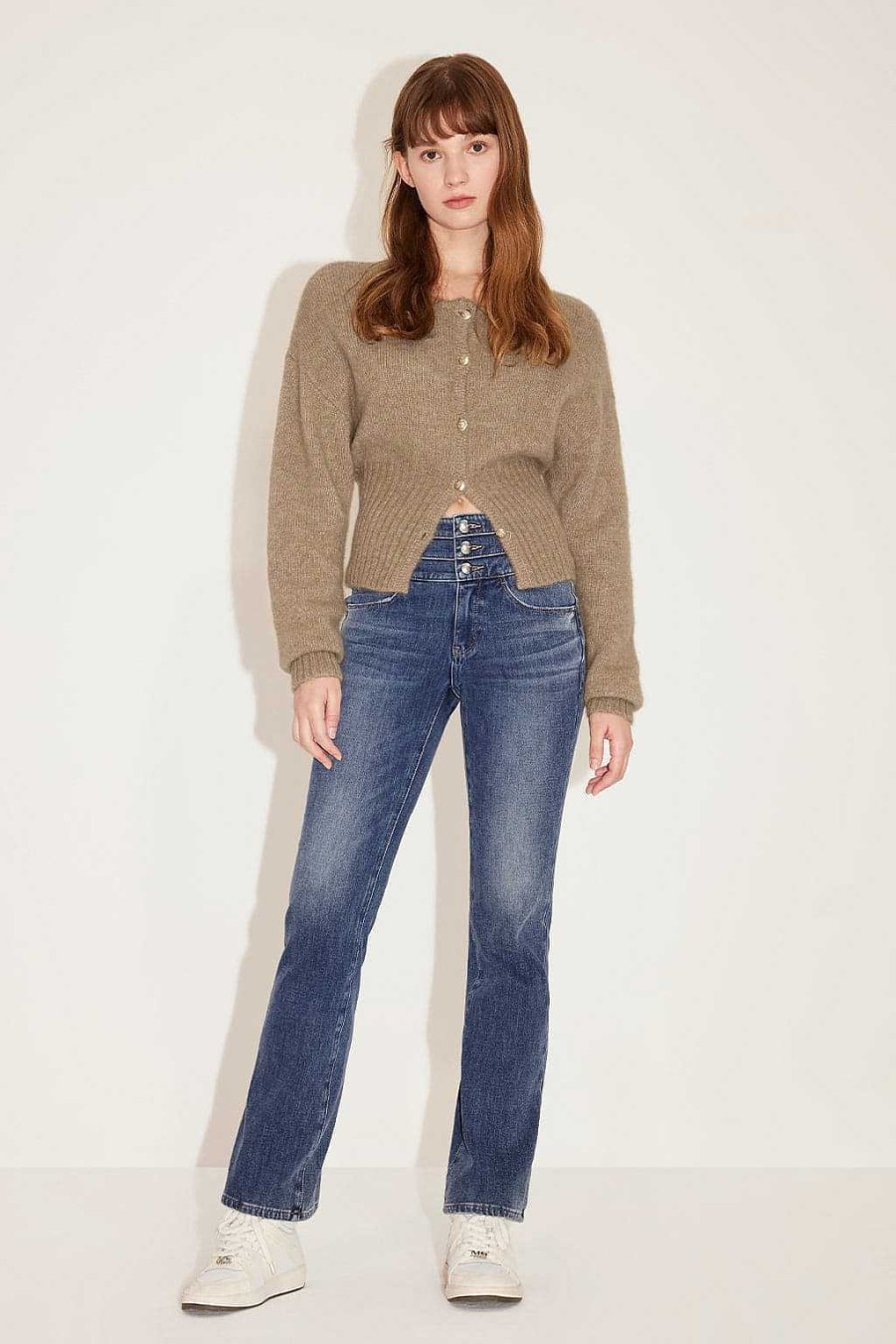 Jeans | Miss Sixty Vintage Blaue Bootcut-Jeans Aus Kaschmirmischung Mit Stretch Und Hoher Taille Mittelblau