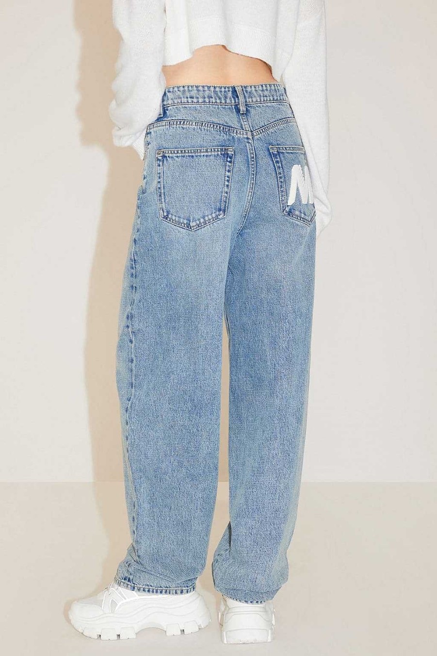 Jeans | Miss Sixty Entspannte Und Gerade Geschnittene Jeans Mit Asymmetrischer Taille Mittelblau