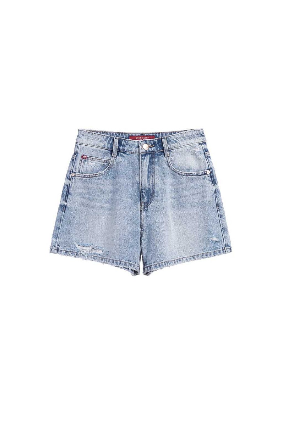 Kurze Hose | Miss Sixty Slim-Fit-Jeansshorts Aus Reiner Baumwolle Mit Hoher Taille Hellblau