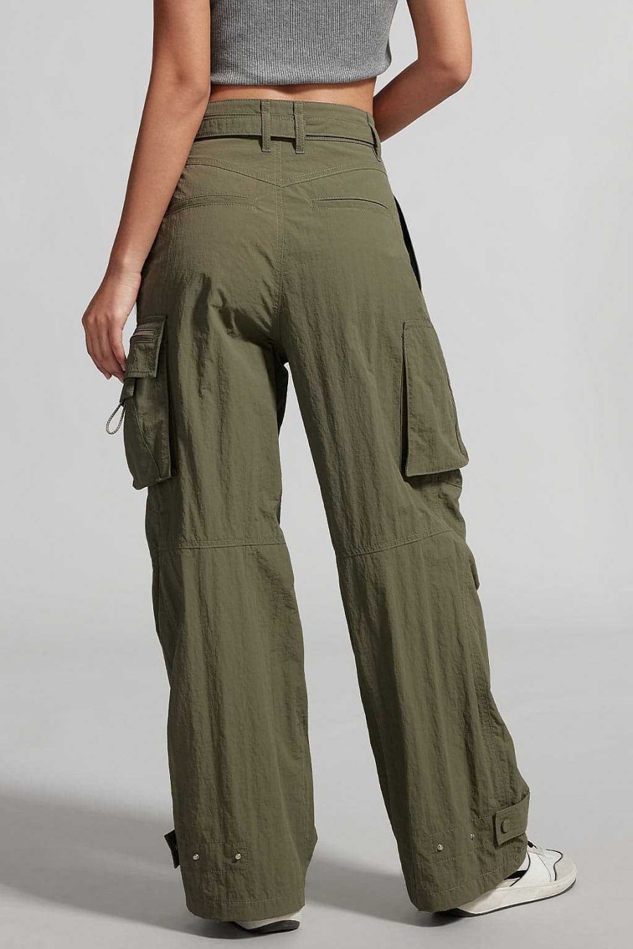 Hosen Und Overalls | Miss Sixty Locker Sitzende, Plissierte Cargohose Mit Gurtel Verde Militare