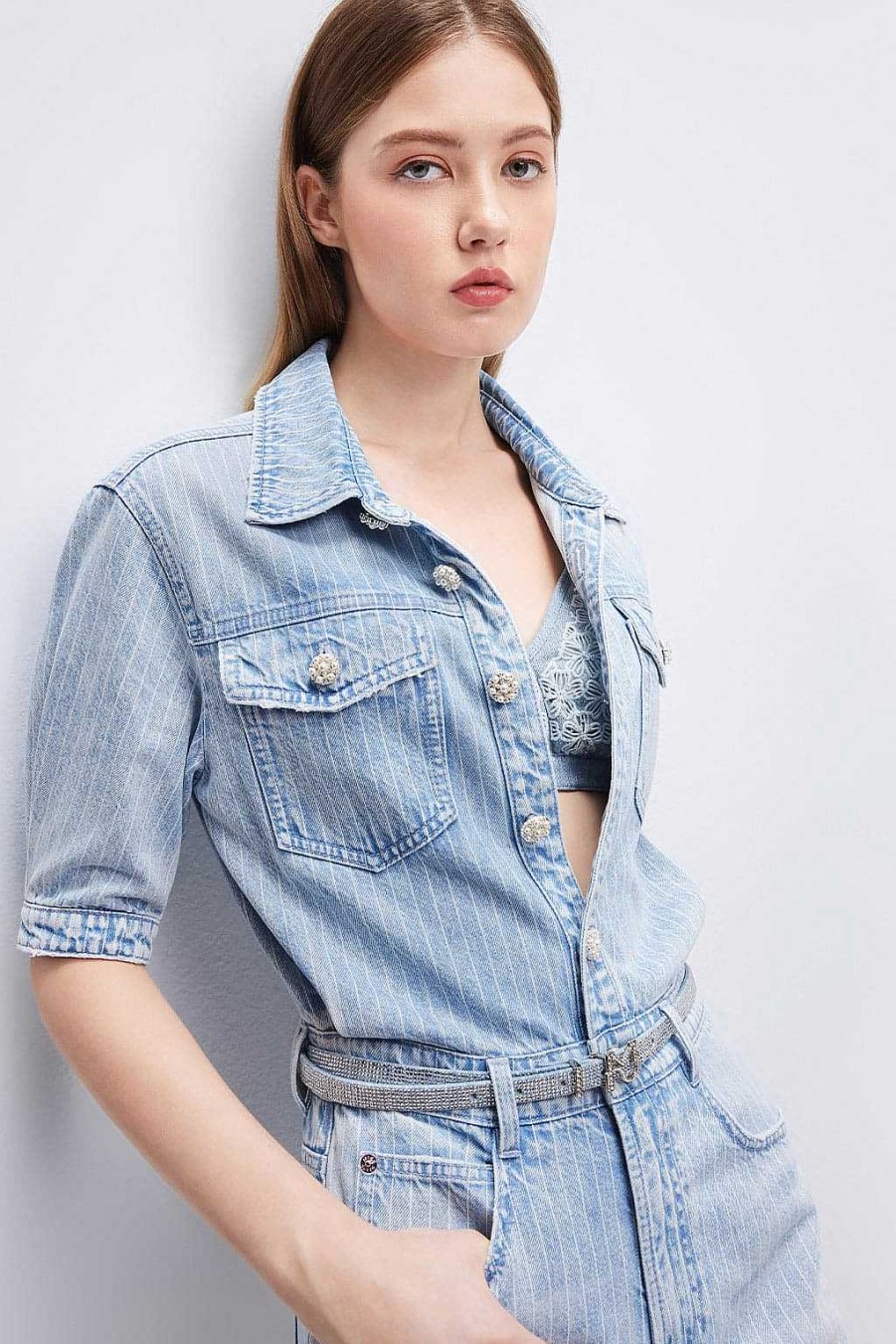 Hosen Und Overalls | Miss Sixty Denim-Overall Mit Gurtel Hellblau