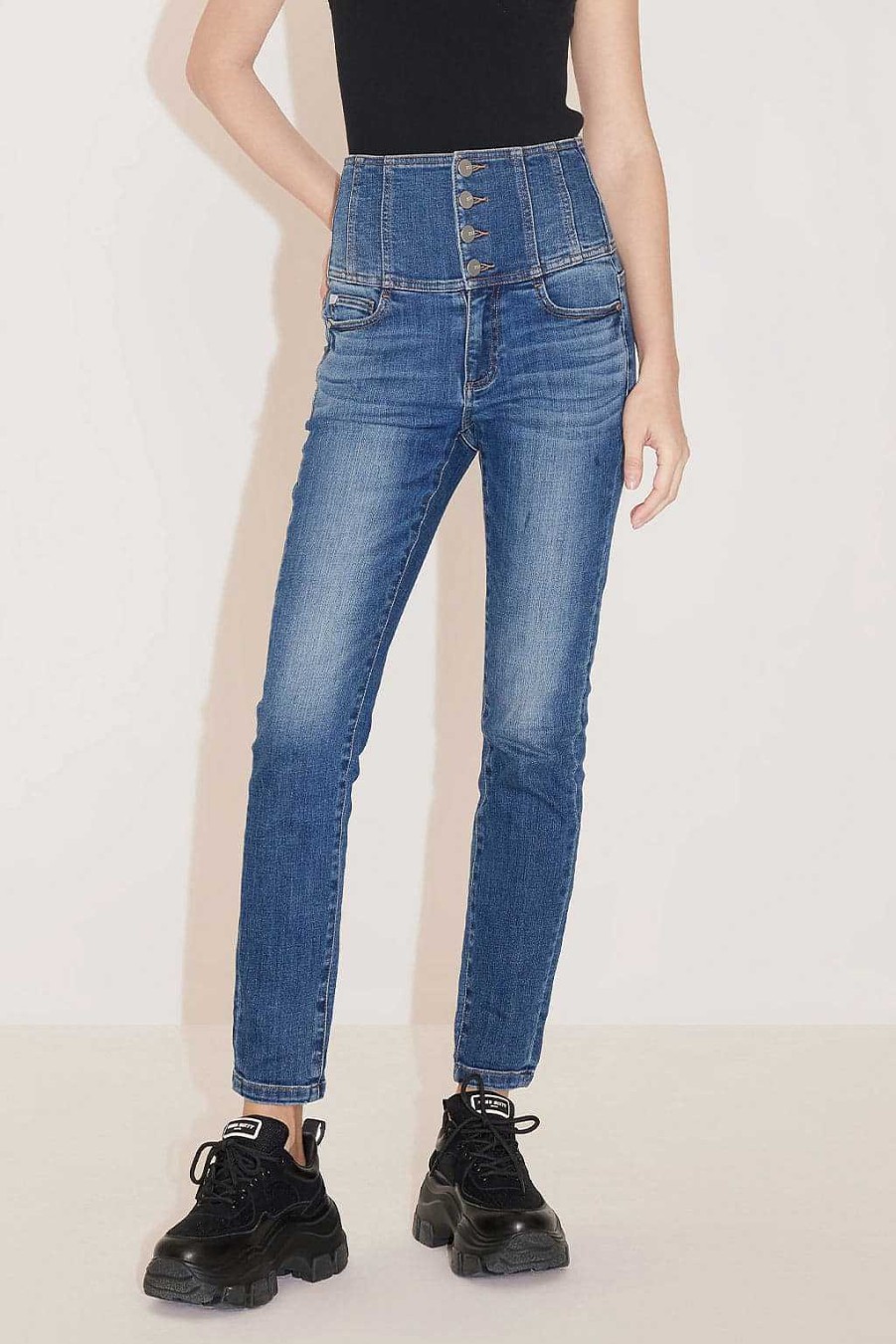 Jeans | Miss Sixty Slim-Fit-Jeans Mit Hoher Taille Und Vier Knopfen Mittelblau