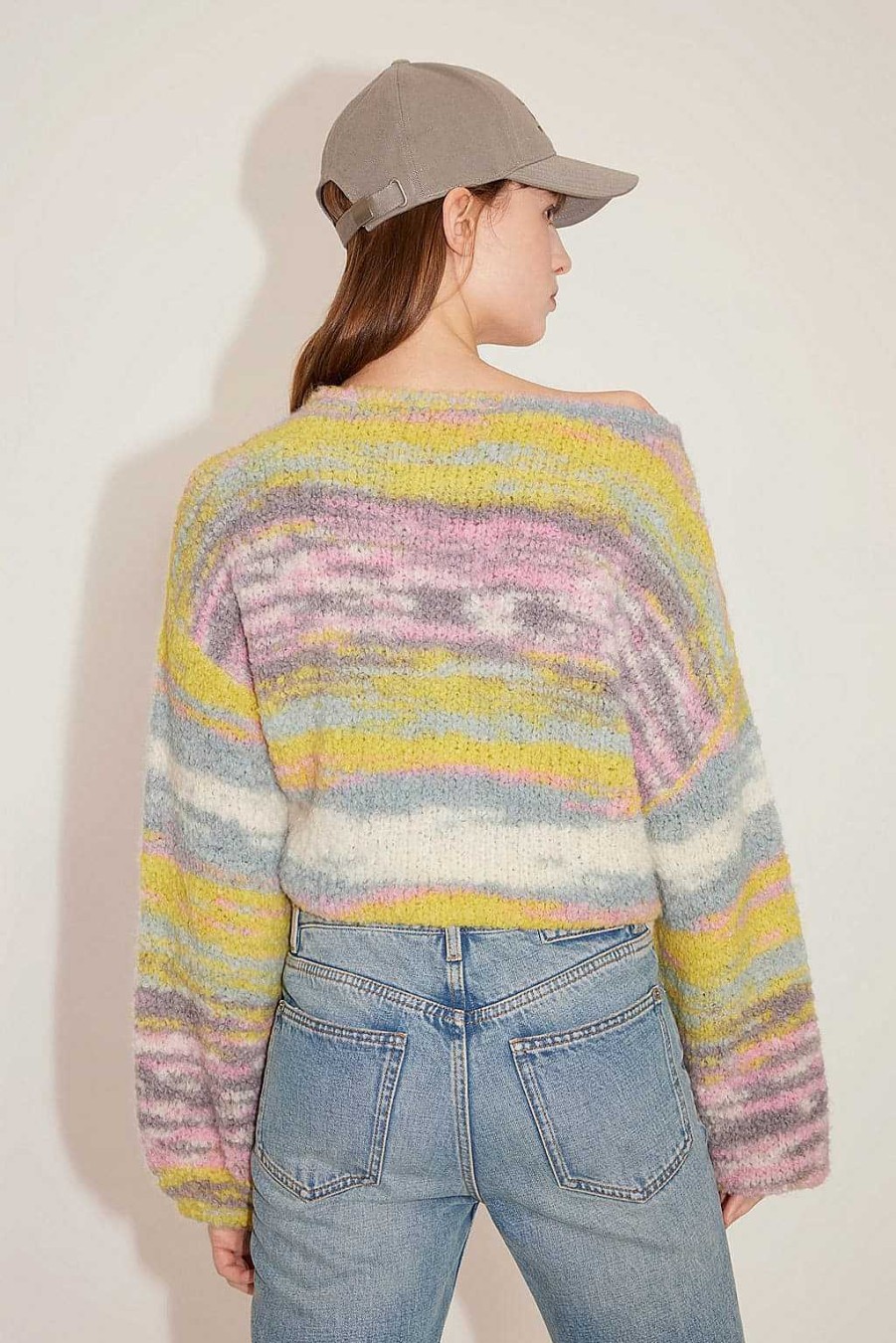 Pullover | Miss Sixty Bunter Farbverlauf-Retro-Laternenform-Armel, Lockerer Strickpullover Mehrfarben