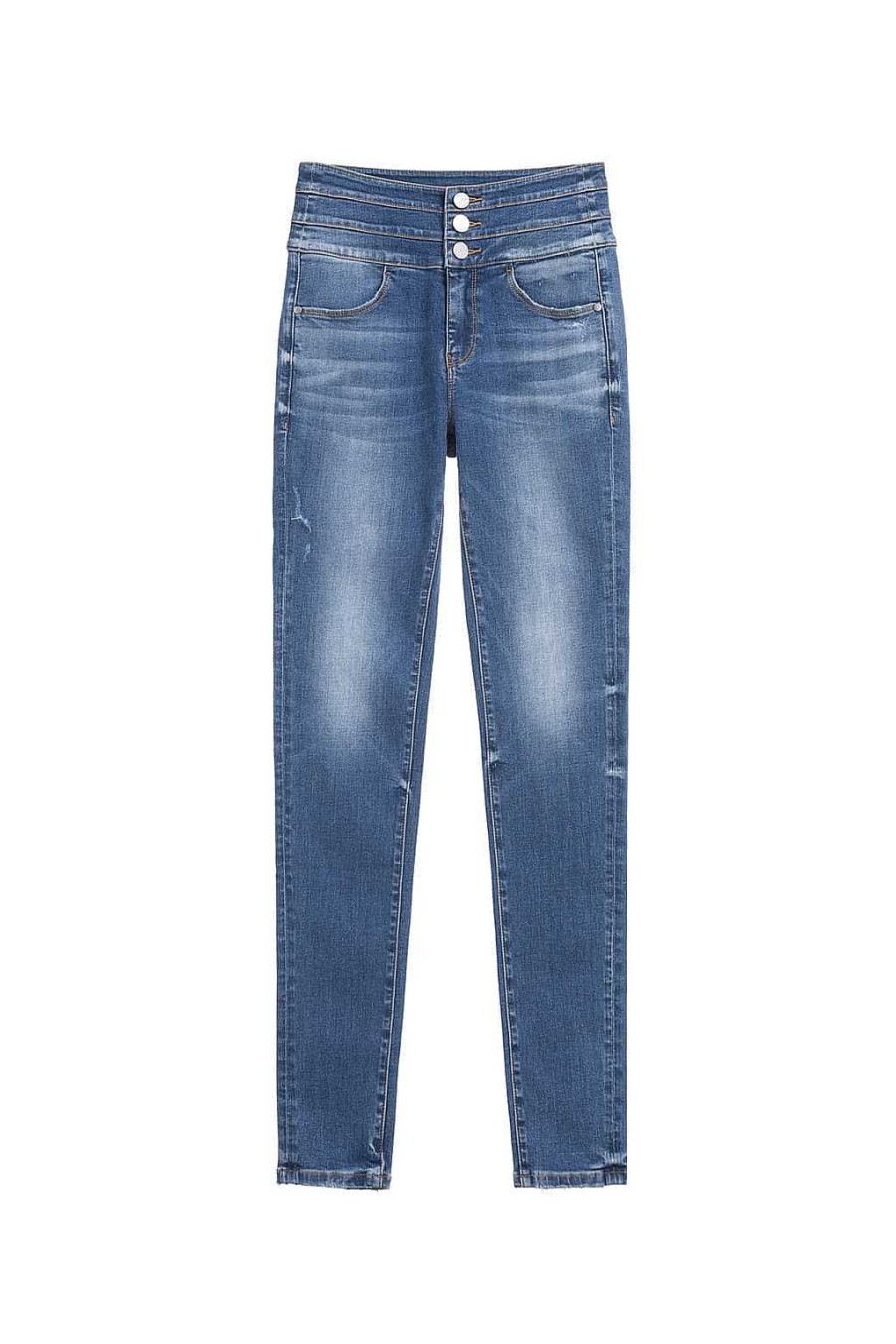 Jeans | Miss Sixty Hoch Sitzende Rohrenjeans Mittelblau