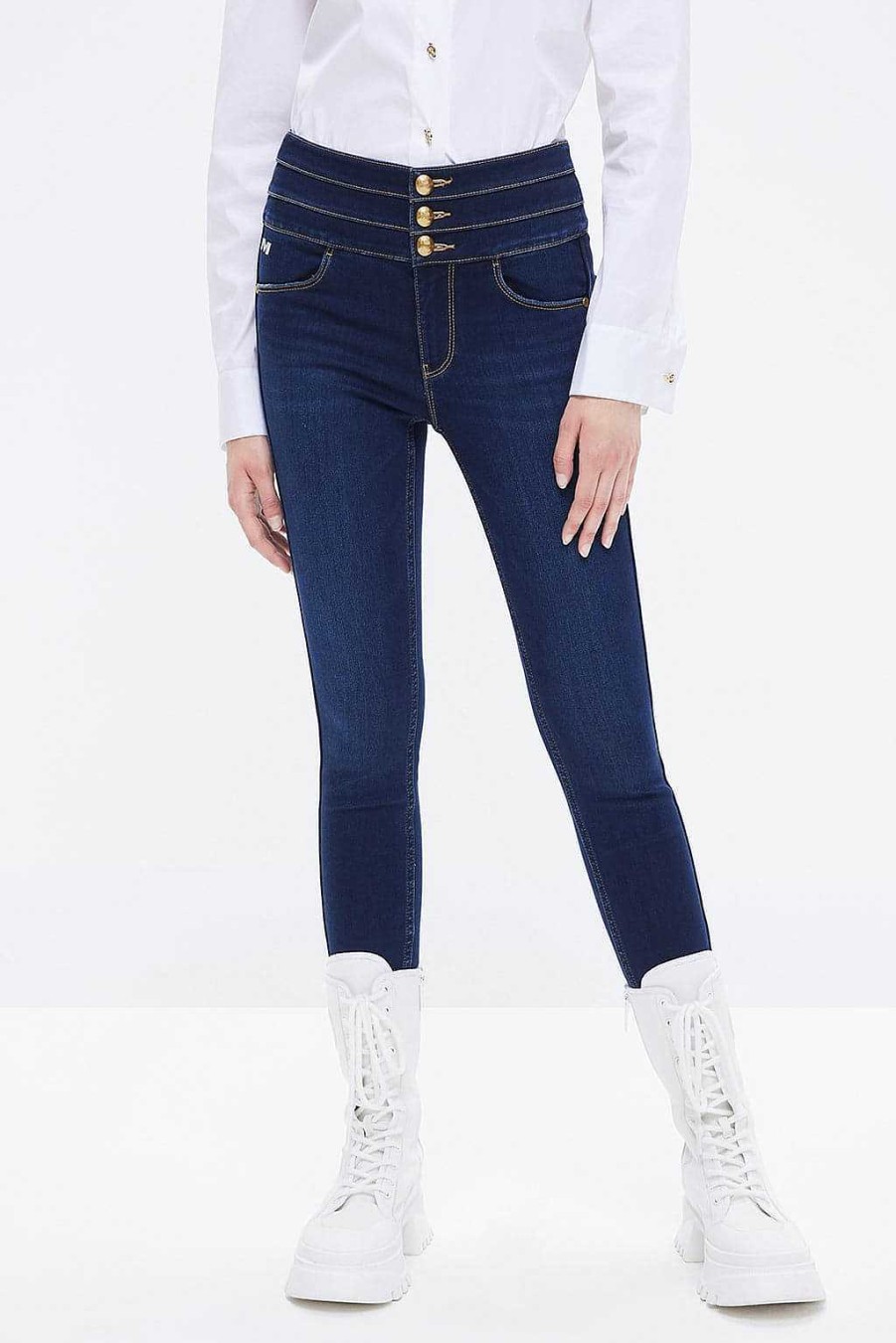 Jeans | Miss Sixty Blaue Slim-Fit-Jeans Mit Hoher Taille Mittelblau