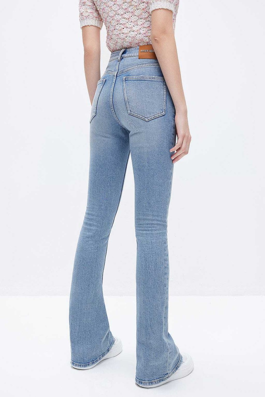 Jeans | Miss Sixty Ausgestellte Vintage-Baumwolljeans Mit Schmetterlingsformiger Taille Hellblau