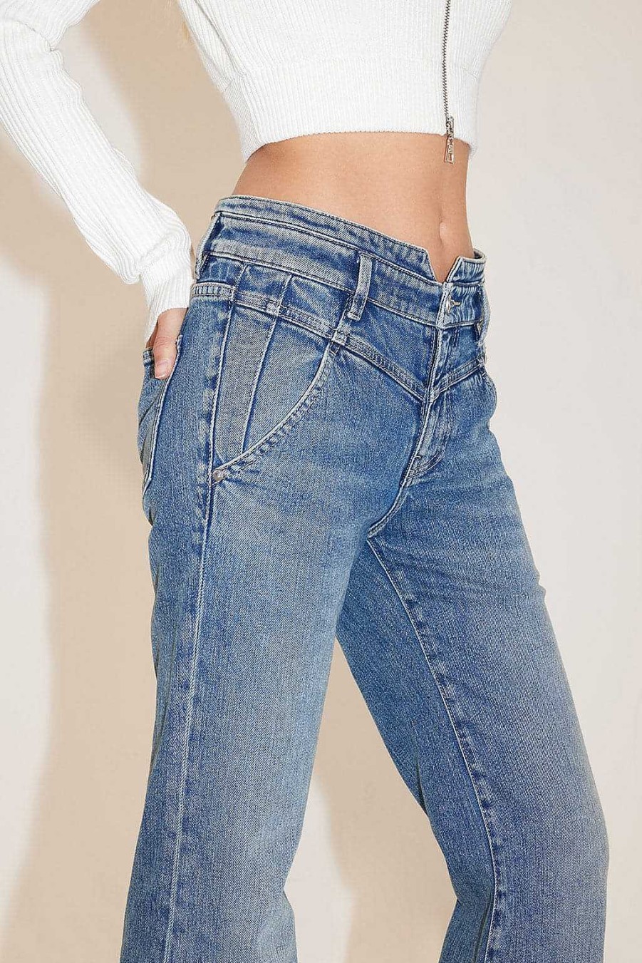 Jeans | Miss Sixty Vintage-Slim-Fit-Schlagjeans Mit V-Formiger Taille Mittelblau