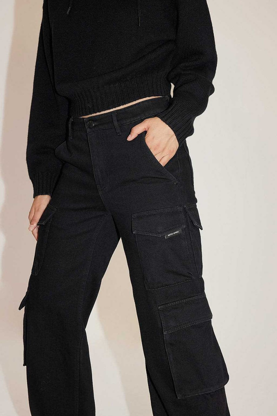 Jeans | Miss Sixty E Jeans Aus Kaschmirmischung Im Cargo-Stil Aus Der Angel Collection Schwarz