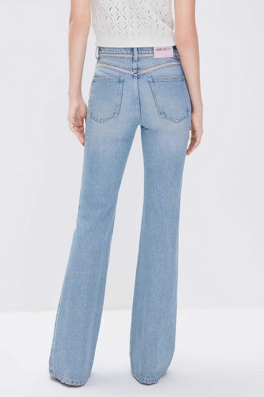 Jeans | Miss Sixty Ausgestellte Jeans Mit Perlenverzierung Hellblau