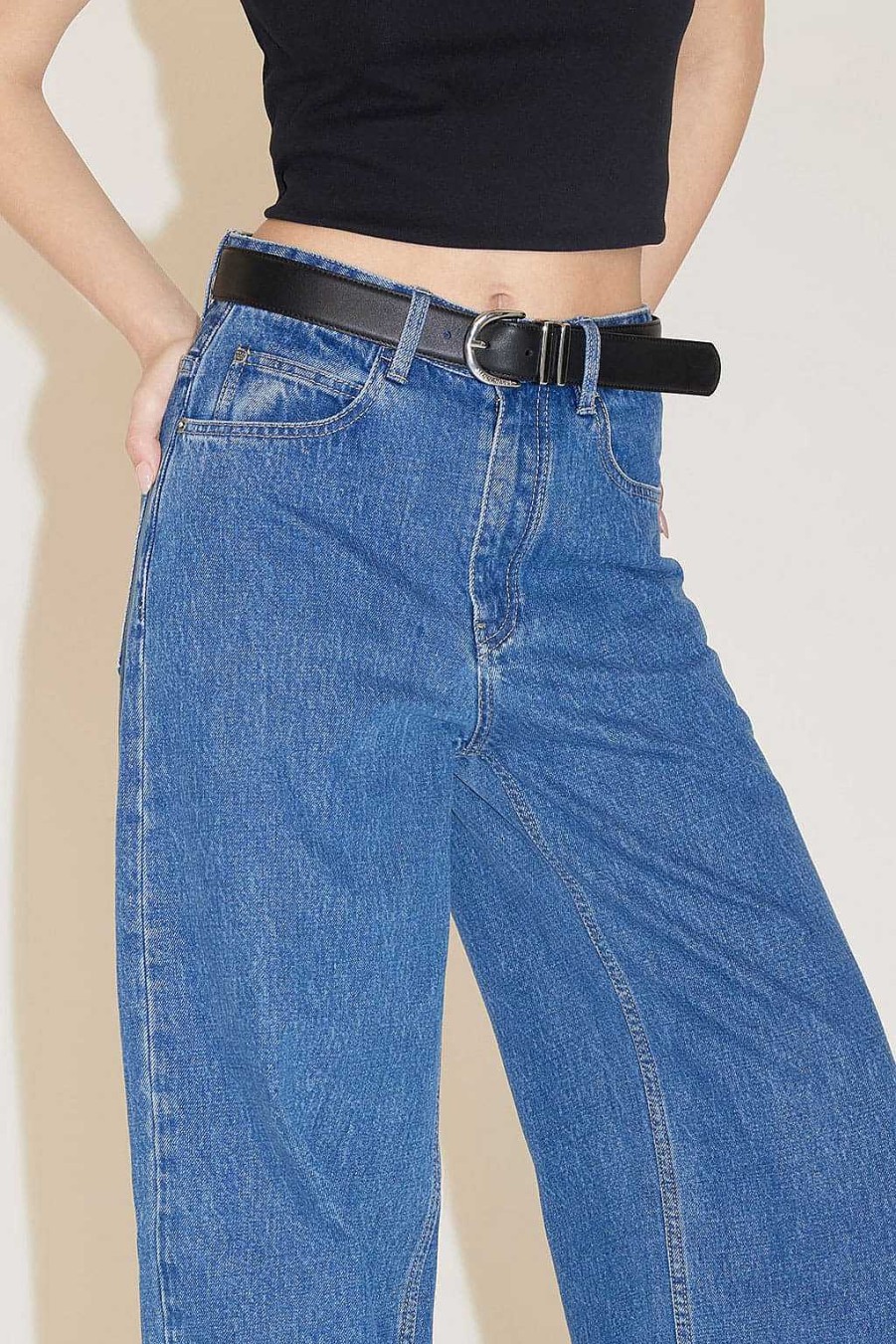 Jeans | Miss Sixty Blaue Vintage-Jeans Mit Hoher Taille Und Geradem Schnitt Mittelblau