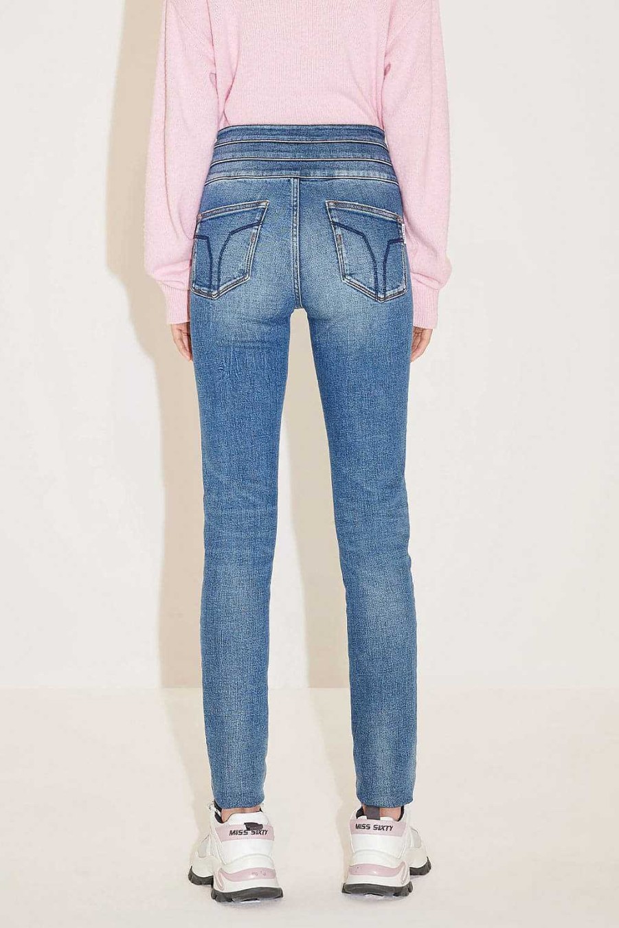 Jeans | Miss Sixty Zerrissene Vintage-Jeans Mit Hoher Taille Dunkelblau