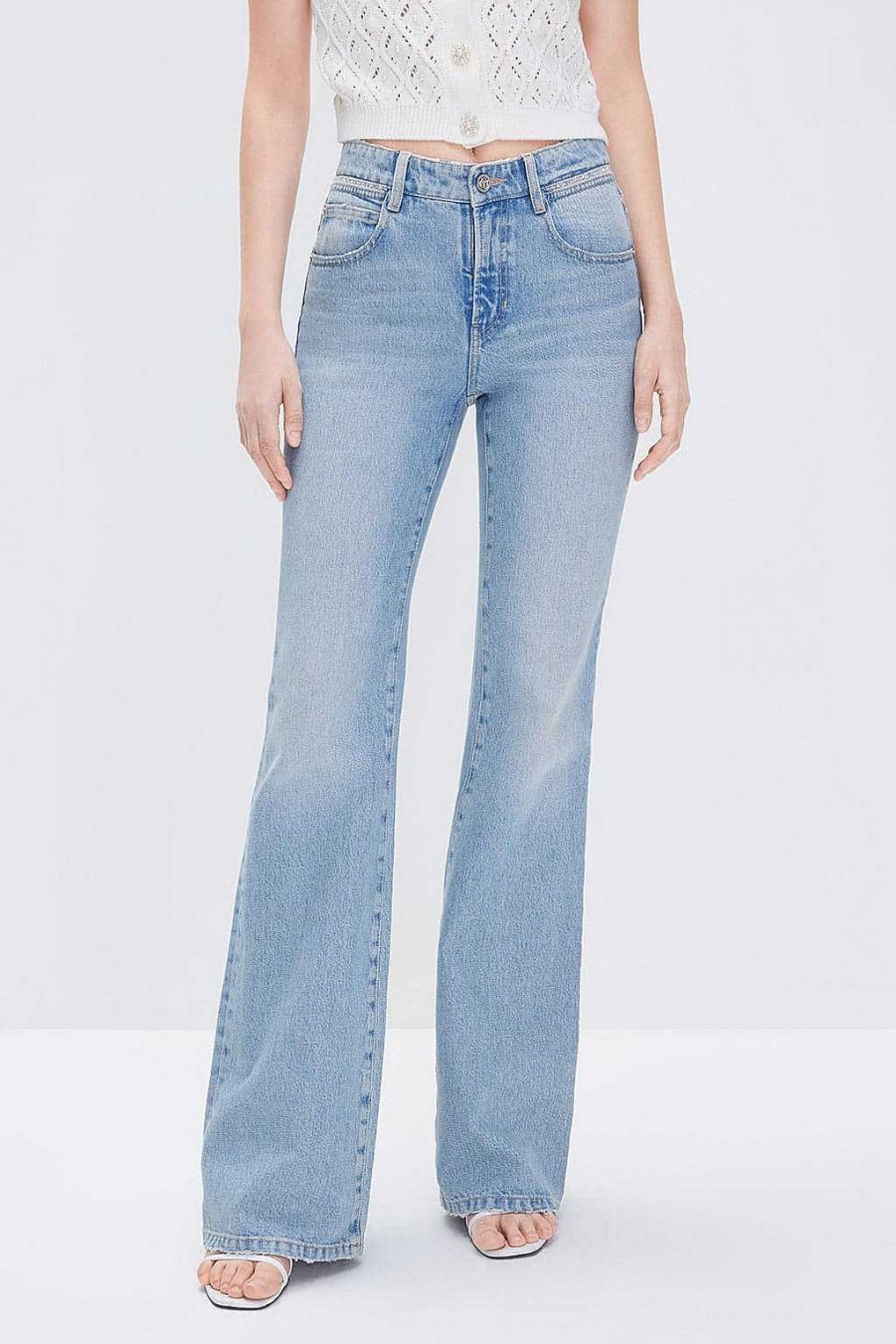 Jeans | Miss Sixty Ausgestellte Jeans Mit Perlenverzierung Hellblau