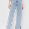 Jeans | Miss Sixty High-Waist-Jeans Aus Leinenmischung Mit Weitem Bein Und Schlitz Hellblau