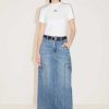 Die Rocke | Miss Sixty Geschlitzter Jeansrock Im Vintage-Cargo-Stil Mittelblau