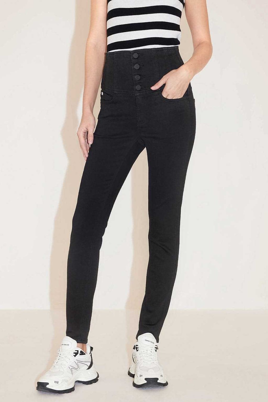 Jeans | Miss Sixty E Super-High-Waist-Jeans Mit Vier Knopfen Schwarz