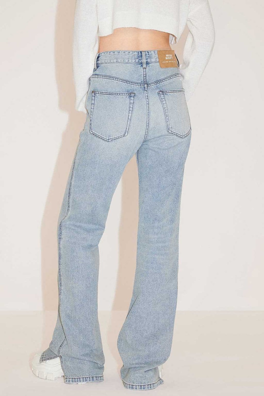 Jeans | Miss Sixty Gerade Geschnittene Jeans Mit Geteiltem Saum Hellblau