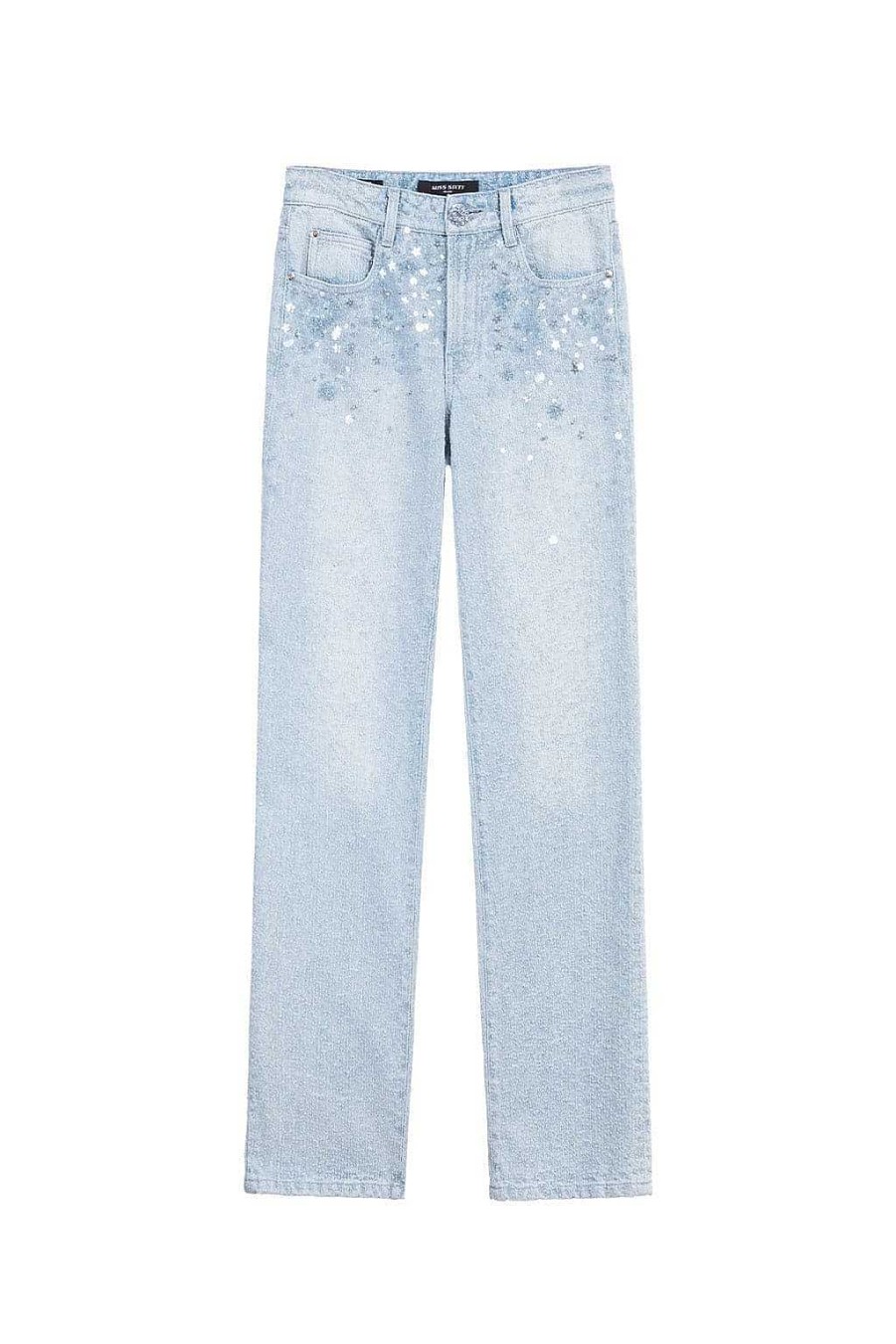 Jeans | Miss Sixty Jeans Mit Hoher Taille Und Perlenverzierung Hellblau