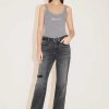 Jeans | Miss Sixty Schwarz-Graue, Zerrissene Straight-Fit-Jeans Schwarzer Nebel