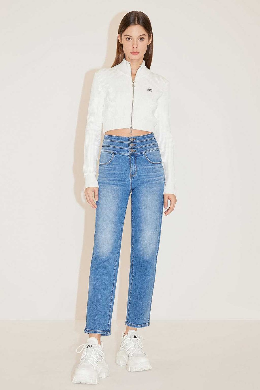 Jeans | Miss Sixty Vintage-Jeans Mit Hoher Taille Und Gerader Passform Mittelblau