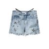 Kurze Hose | Miss Sixty Perlenbesetzte Jeansshorts Aus Der Angel Collection Hellblau