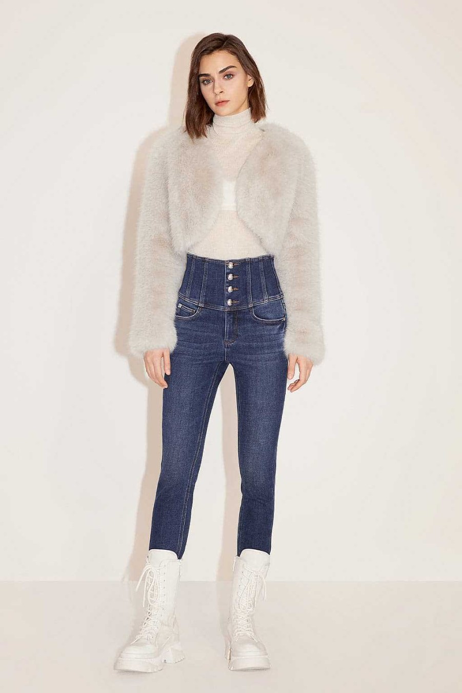 Jeans | Miss Sixty Schlankmachende, Warme, Mit Fleece Gefutterte Jeans Mit Super-High-Waist-Jeans Tiefes Blau