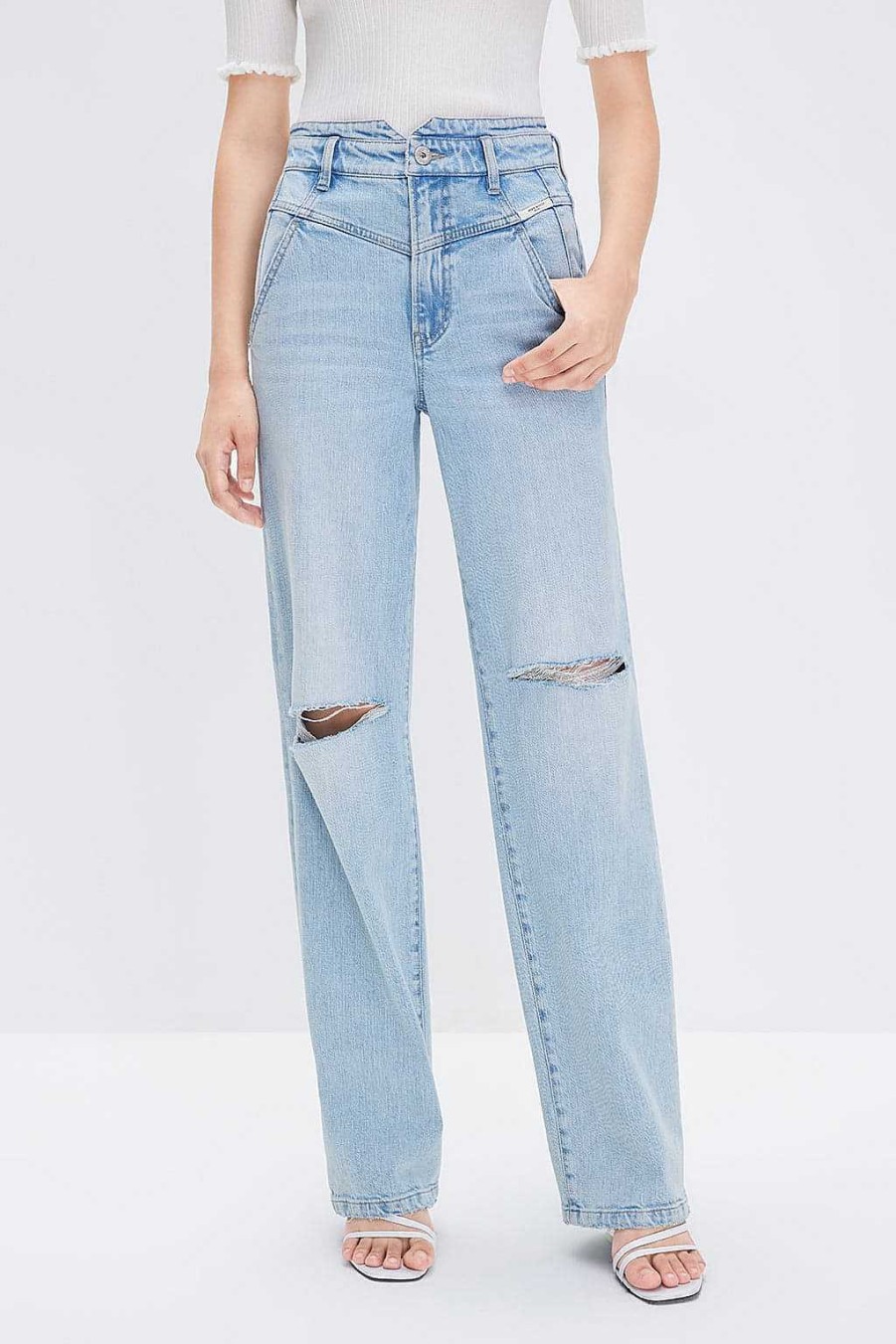 Jeans | Miss Sixty Denim-Jeans Aus Seidenmischung Mit V-Formigem Bund Mittelblau