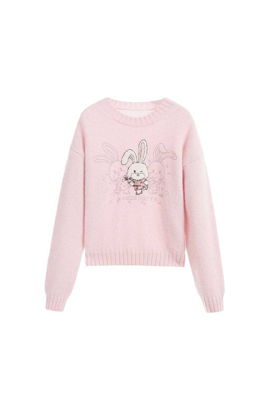 Pullover | Miss Sixty Perlenbestickter Pullover Mit Rundhalsausschnitt Baby Pink