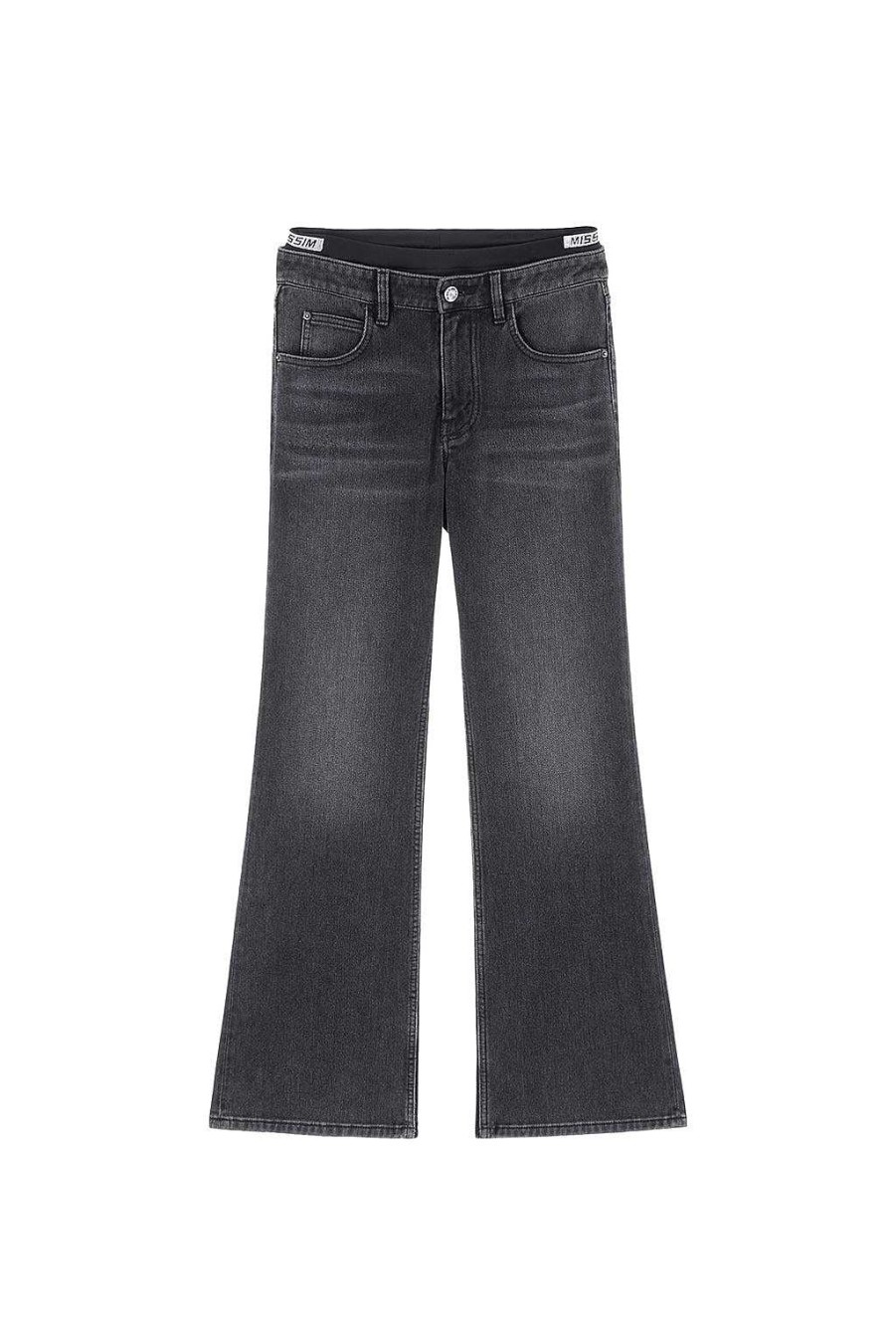 Jeans | Miss Sixty Schwarze Und Graue Jeans Mit Doppelter Taille Schwarzer Nebel