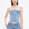 Oberteile | Miss Sixty Sexy Jeans-Rohrenoberteil Im Cargo-Stil Grau Blau