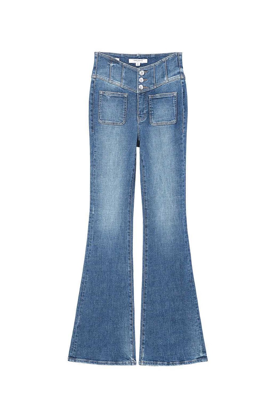 Jeans | Miss Sixty Dunkelblaue V-Formige Vintage-Schlagjeans Mit Hohem Bund Tiefes Blau