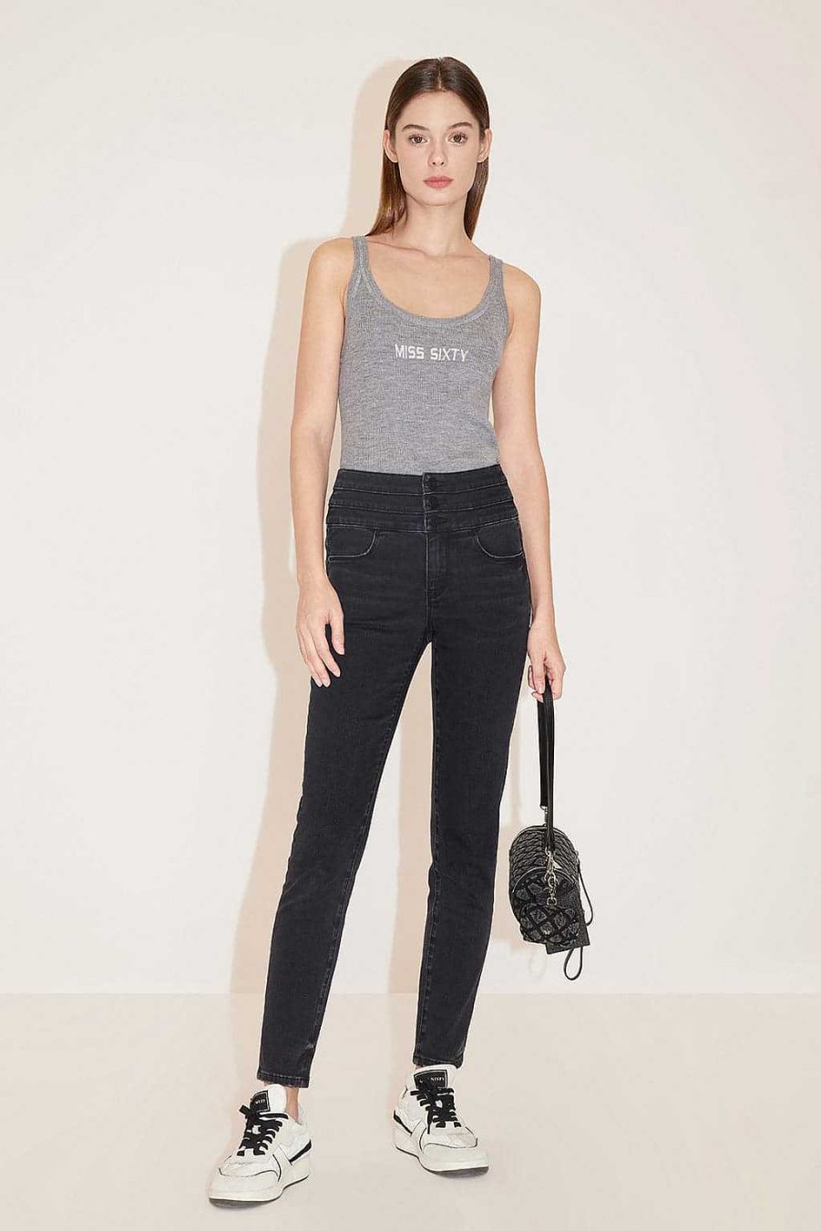 Jeans | Miss Sixty E Slim-Fit-Jeans Mit Hoher Taille Schwarz