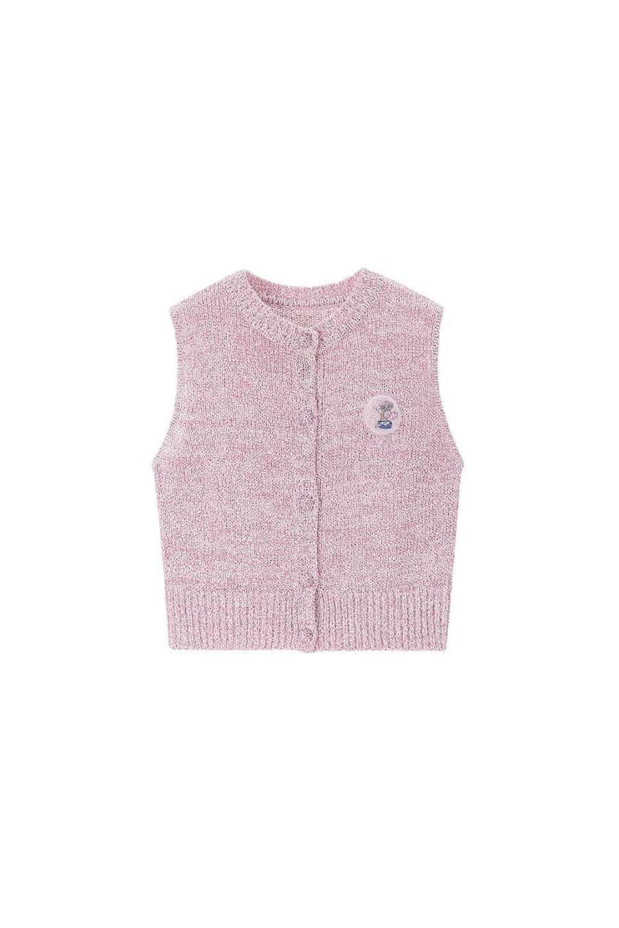 Pullover | Miss Sixty Nft Capsule Armellose Strickweste Im Bestickten Stil Rose