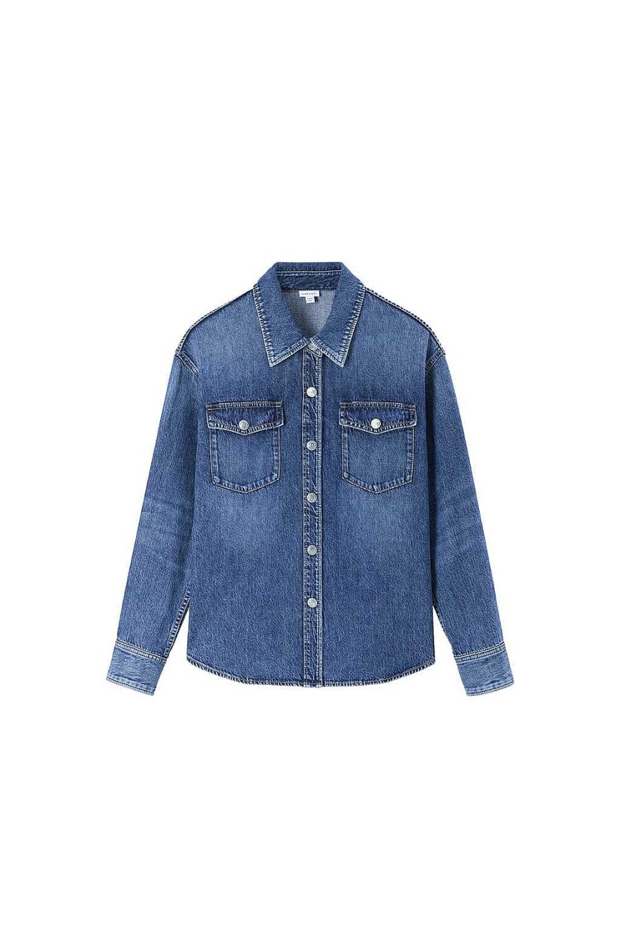 Oberteile | Miss Sixty Vinatge Blue Denim Poloshirt Mittelblau